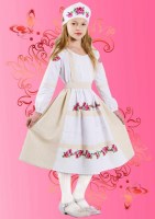 КДПН 01 Розовый цвет 116-128 р-р.Набор для вышивания и шитья детского платья и кокошника